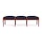 Lesro Lenox Wood 3 Seat Bench Wood Frame, Cherry, OH Navy Upholstery LW3001 - alternate 1